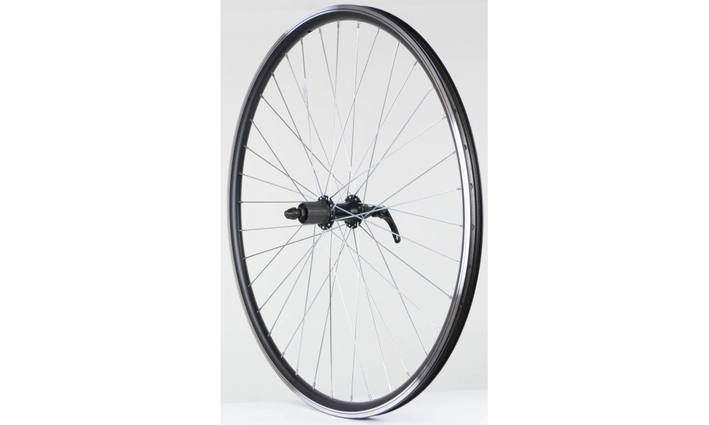 Aizmugurējais ritenis 28" Alu cassette 8/9 rumba QR, DoubleWall black aploce 