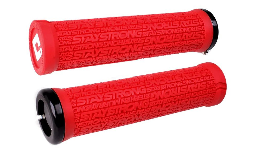 Stūres rokturi ODI Stay Strong v2.1 Lock-On Red/Black 