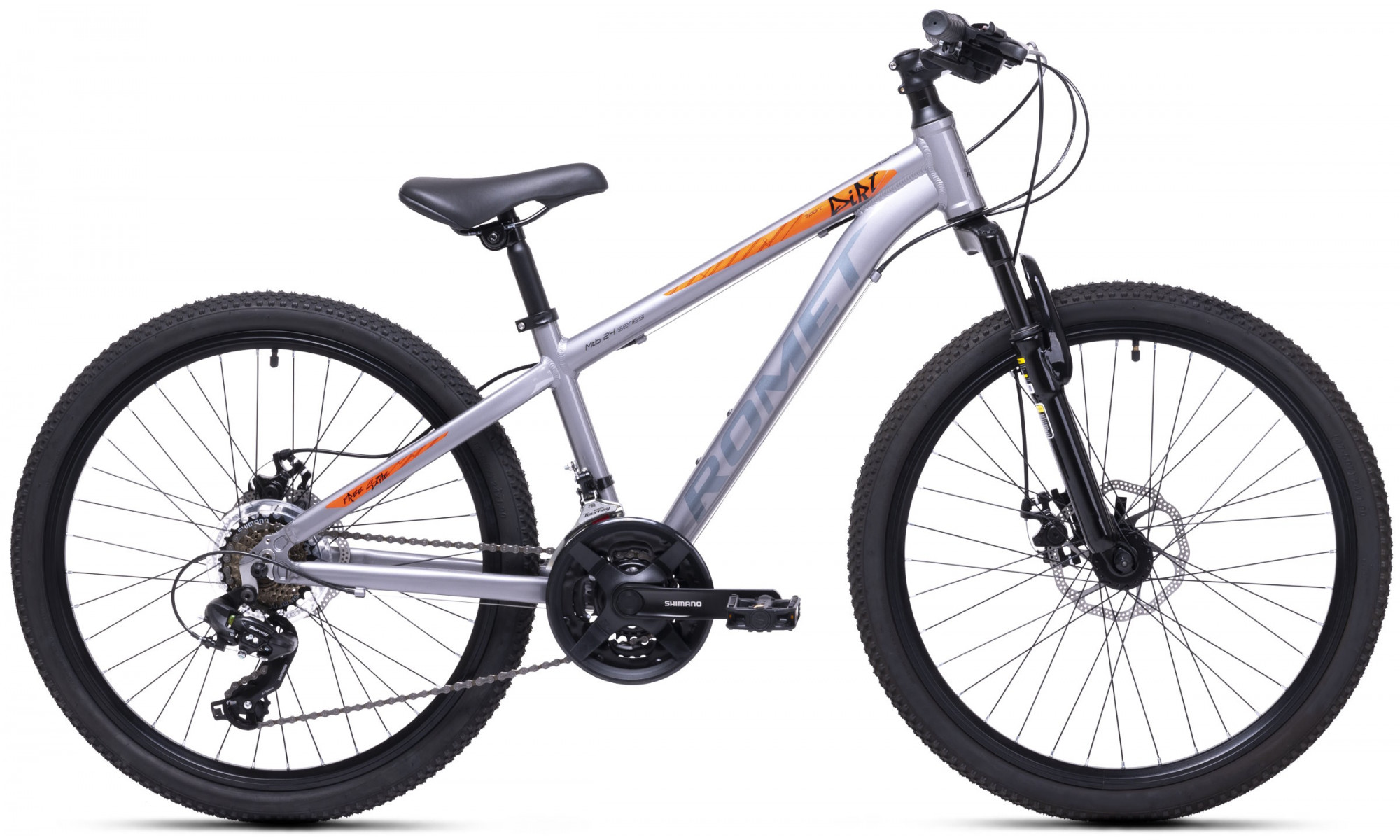 Velosipēds Romet Rambler DIRT 24 2025 silver-orange 