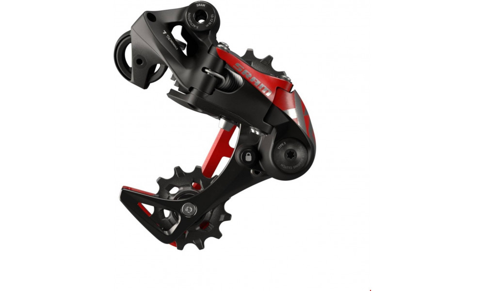 Aizmugurējais pārslēdzējs SRAM X01 DH medium cage 7-speed red 