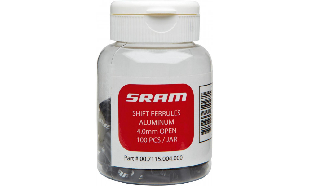 Pārslēdzēja troses apvalka vāciņi SRAM 4mm short nose black bottle (100 gab.) 