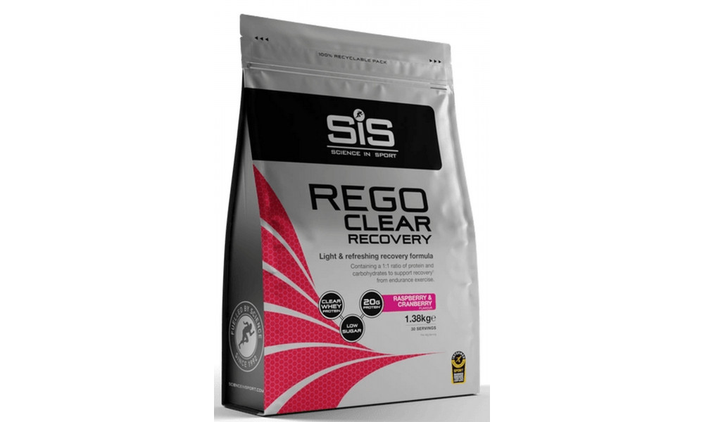 Sporta uztura pulveris SiS Rego Clear Recovery Raspberry & Cranberry 1.38kg 