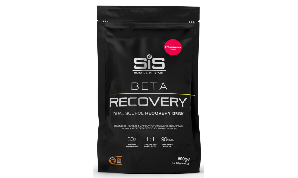 Uztura bagātinātājs pulveris SiS Beta Recovery Strawberry 500g 