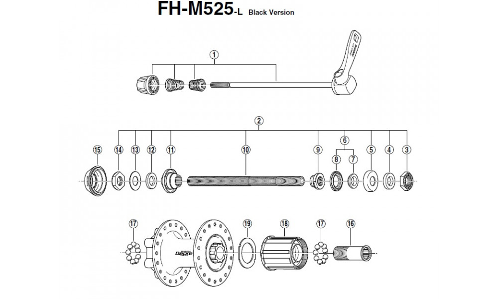 Aizmugurējā rumba Shimano DEORE FH-M525 Disc 6-bolt 9/10-speed 