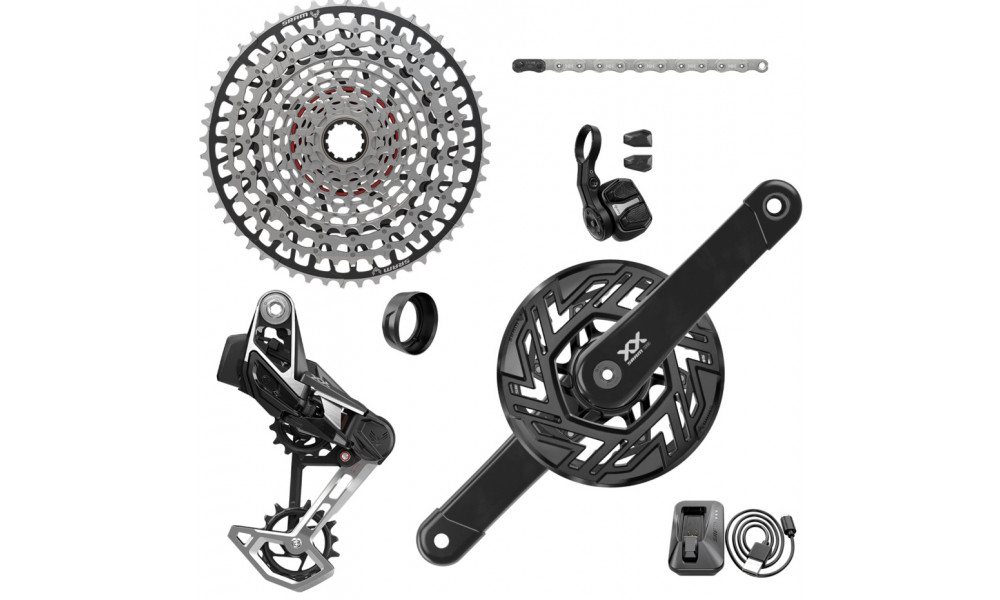 Grupas transmisijas daļu komplekts SRAM XX Eagle T-Type AXS E-MTB 104BCD 1x12-speed 165mm 36Tx10-52T 