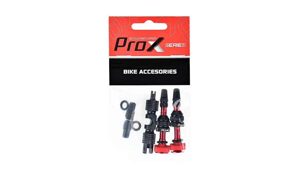 Ventiļu komplekts ProX Tubeless + key 40mm red - 2