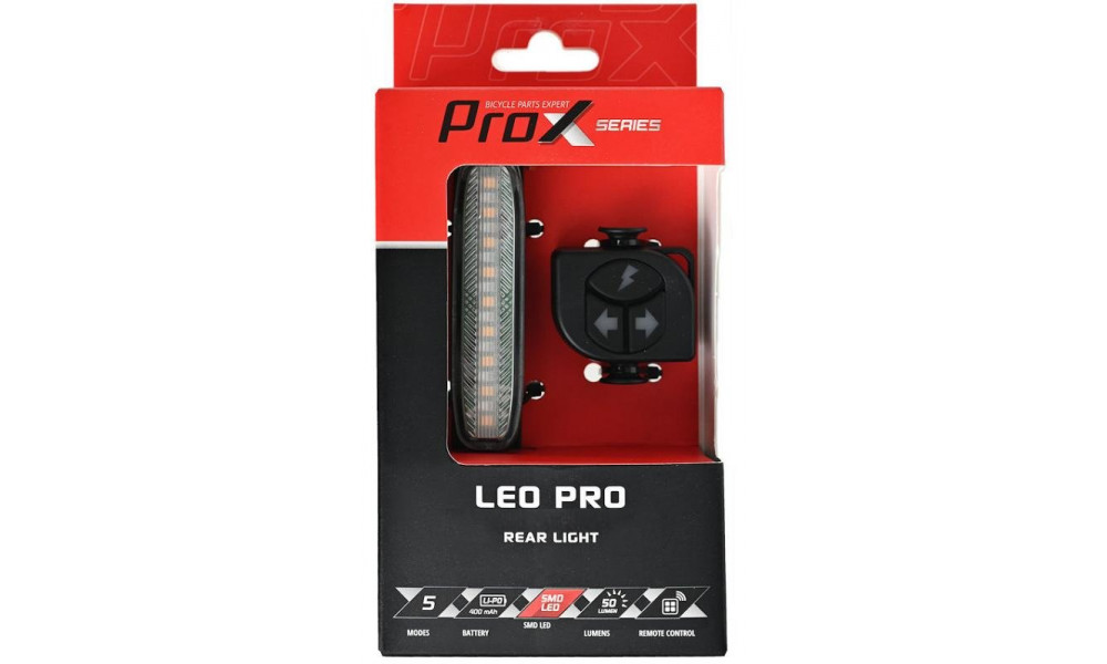 Aizmugurējais lukturis ProX Leo Pro Brake & Turn 50Lm remote USB - 2