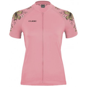Cycling jersey Cube ATX WS Full Zip CMPT S/S coral