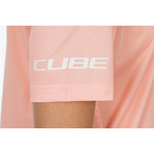 Cycling jersey Cube ATX WS Round Neck S/S coral