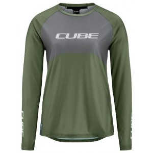 Cycling jersey Cube Vertex WS Round Neck TM L/S olive