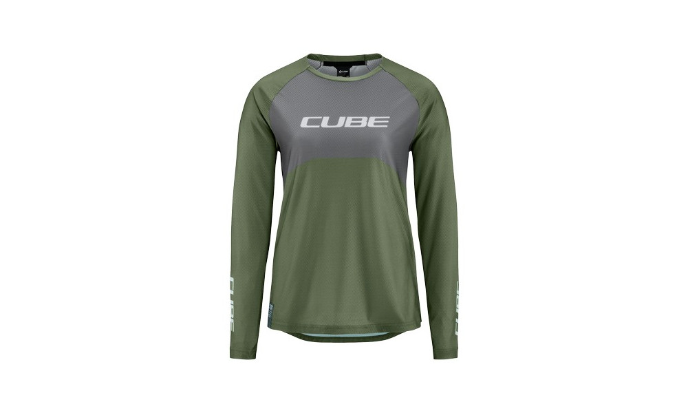 Cycling jersey Cube Vertex WS Round Neck TM L/S olive - 1