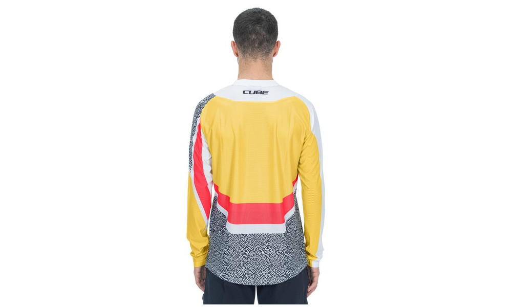 Cycling jersey Cube Vertex Round Neck L/S yellow'n'pink - 4
