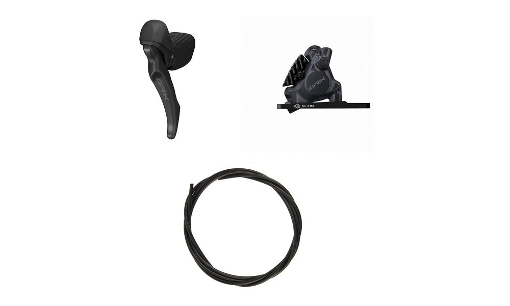 Priekšējās disku bremzes Shimano GRX BL-RX610-L (L) + BR-RX410 (F) J-Kit flat 1x12-speed 