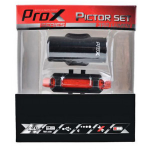 Apgaismojums komplekts ProX Pictor CREE 350Lm + 10Lm USB black