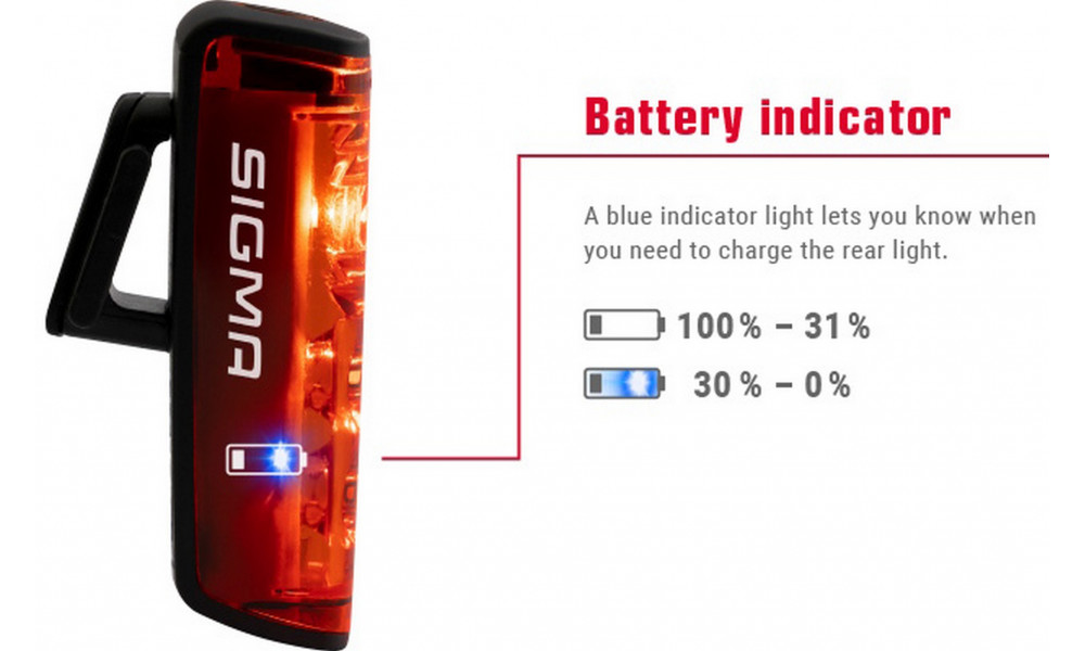 Aizmugurējais lukturis Sigma Blaze RL LED + Brake Light USB - 7