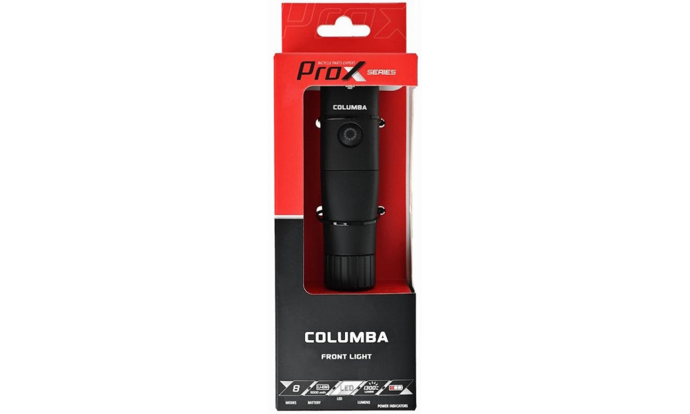 Priekšējais lukturis ProX Columba Memory Safe mode GoPro 1300Lm USB - 2