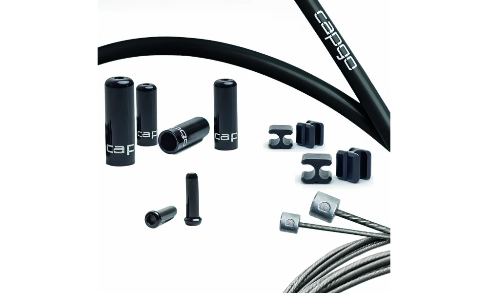 Pārnesumu trošu komplekts Capgo OL Doube(2x) stainless Kevlar Shimano/Sram Road & MTB black 