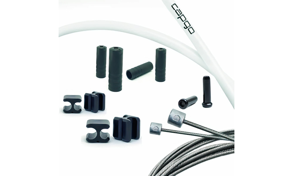 Pārnesumu trošu komplekts Capgo BL Doube(2x) stainless Shimano/Sram Road & MTB white 