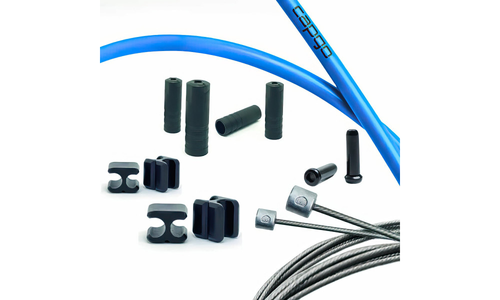 Pārnesumu trošu komplekts Capgo BL Doube(2x) stainless Shimano/Sram Road & MTB blue 