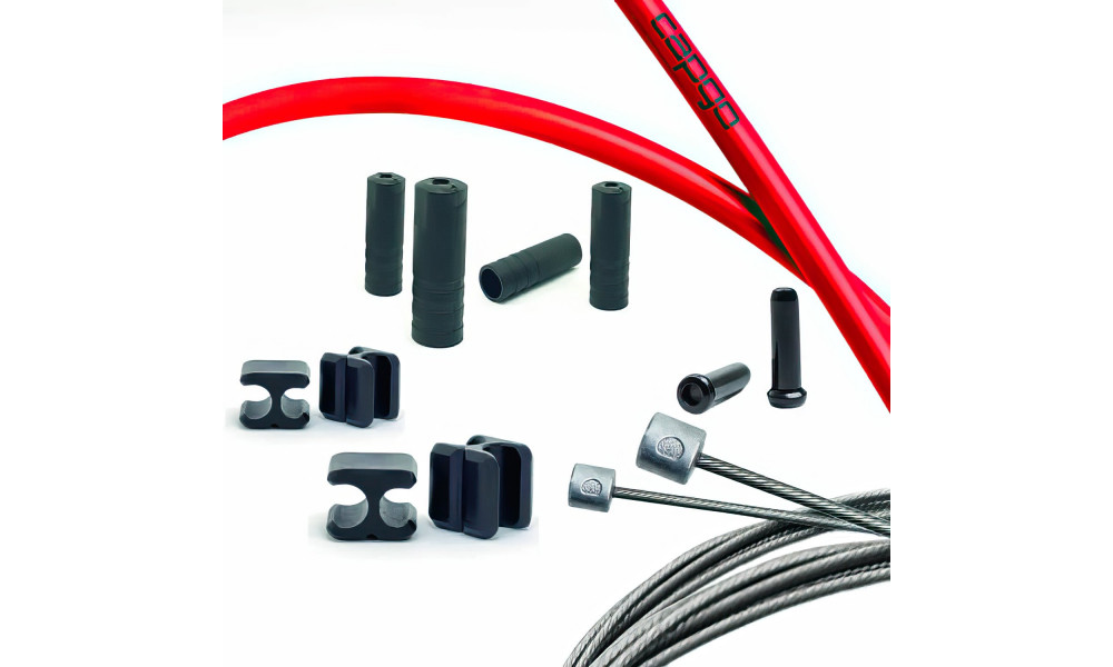 Pārnesumu trošu komplekts Capgo BL Doube(2x) stainless Shimano/Sram Road & MTB red 