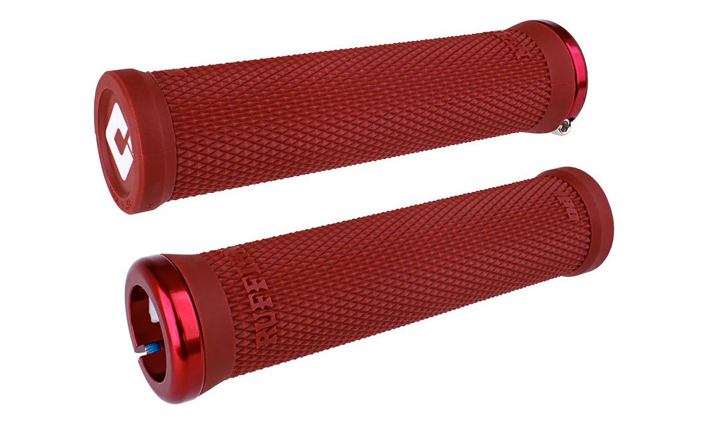 Stūres rokturi ODI Ruffian v2.1 Lock-On MTB 30mm OD 135mm White/Dark Red 
