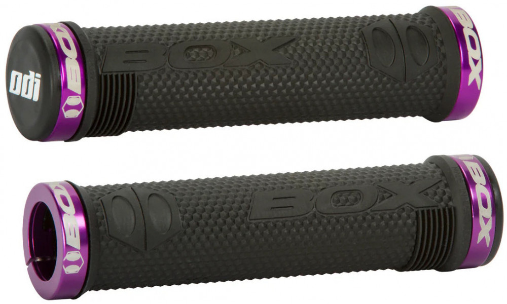 Stūres rokturi ODI Box Hex BMX 130mm Lock-On Bonus Pack Black-Black 