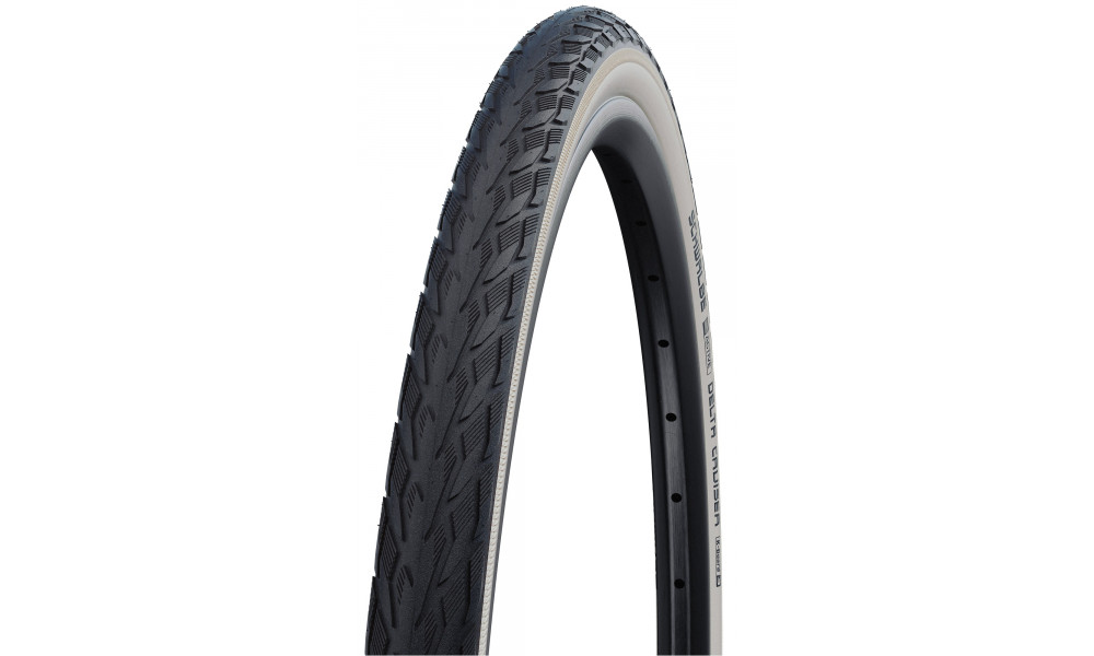 Riepa 26" Schwalbe Delta Cruiser Plus HS431 Active Wired 37-590 / 26x1 3/8 Whitewall Reflex - 1