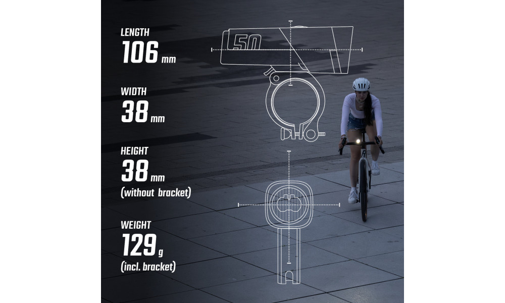 Priekšējais lukturis Sigma AURA 50 USB - 9