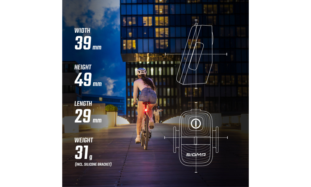 Aizmugurējais lukturis Sigma Nyte 10 USB - 11