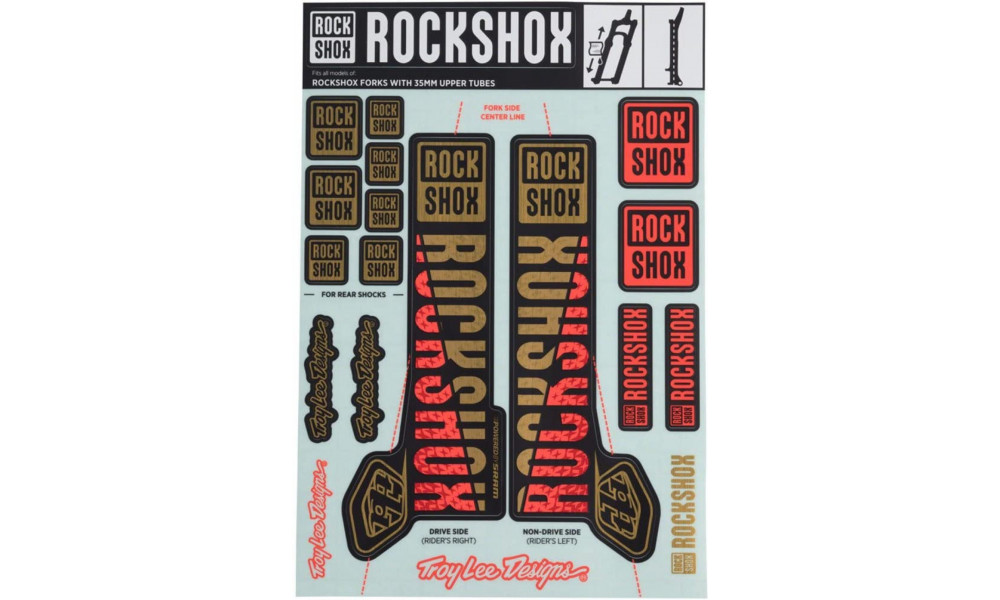 Dakšas uzlīme Rockshox 35mm Troy Lee Designs gold-orange 
