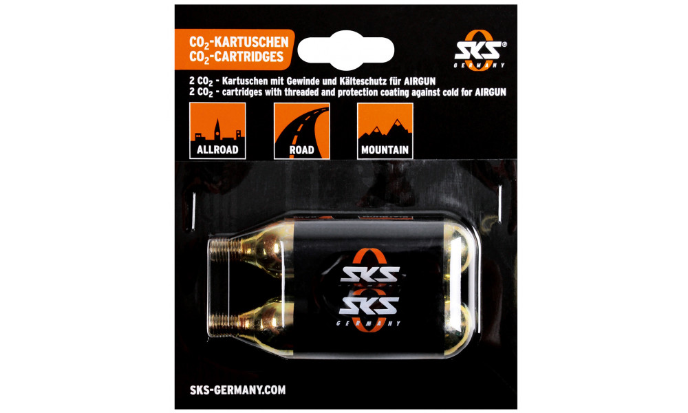 Saspiesta gaisa CO2 balons SKS for pump Airbuster (2x16g), threaded - 2