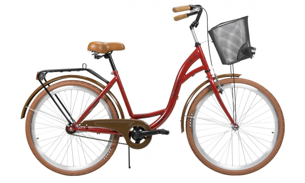 Velosipēds AZIMUT City Lux 26" 2025 with basket bordo-brown - 2