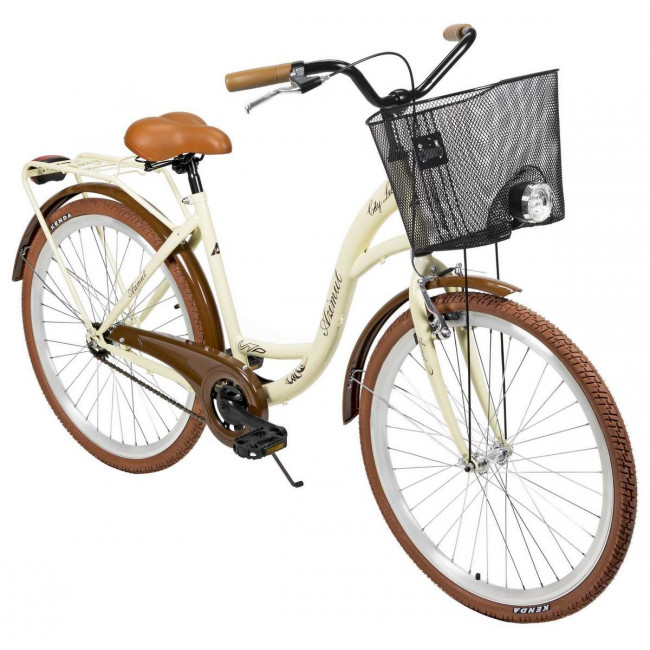 Velosipēds AZIMUT City Lux 26" 2025 with basket cream-brown