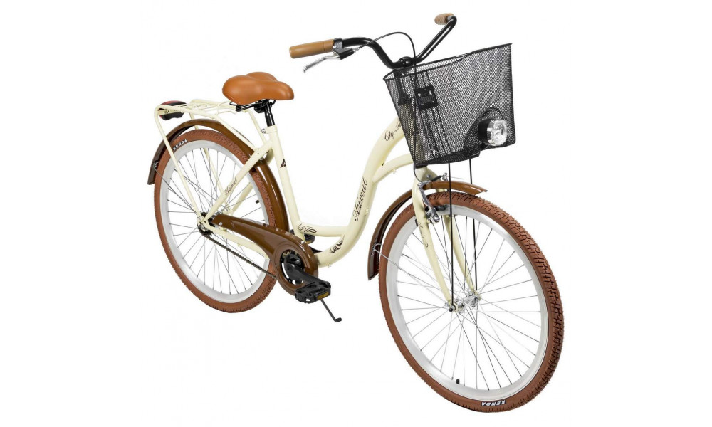 Velosipēds AZIMUT City Lux 26" 2025 with basket cream-brown - 7