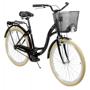 Velosipēds AZIMUT City Lux 26" 2025 with basket black-cream
