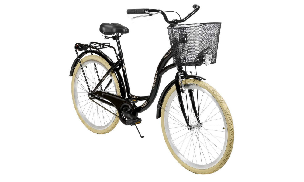 Velosipēds AZIMUT City Lux 26" 2025 with basket black-cream - 7