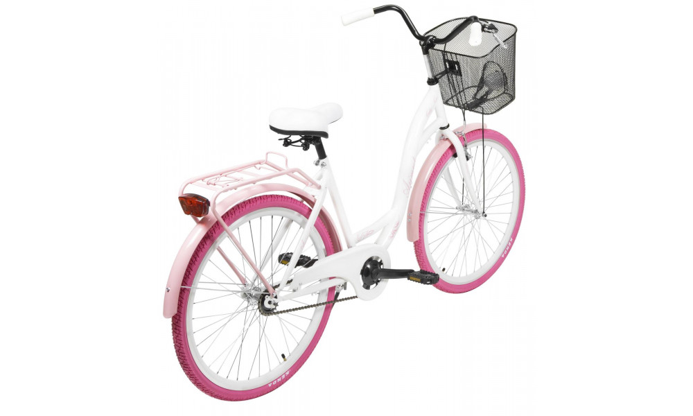 Velosipēds AZIMUT City Lux 26" 2025 with basket white-pink - 1