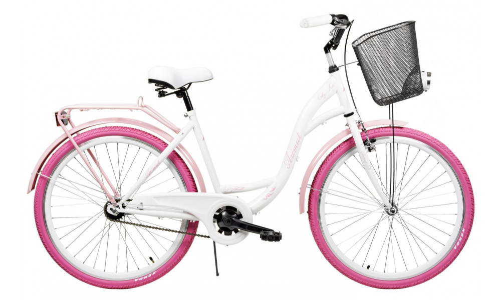 Velosipēds AZIMUT City Lux 26" 2025 with basket white-pink - 2