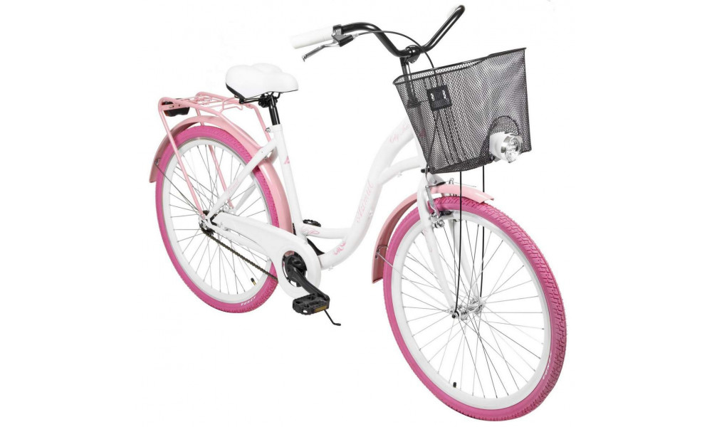 Velosipēds AZIMUT City Lux 26" 2025 with basket white-pink - 8