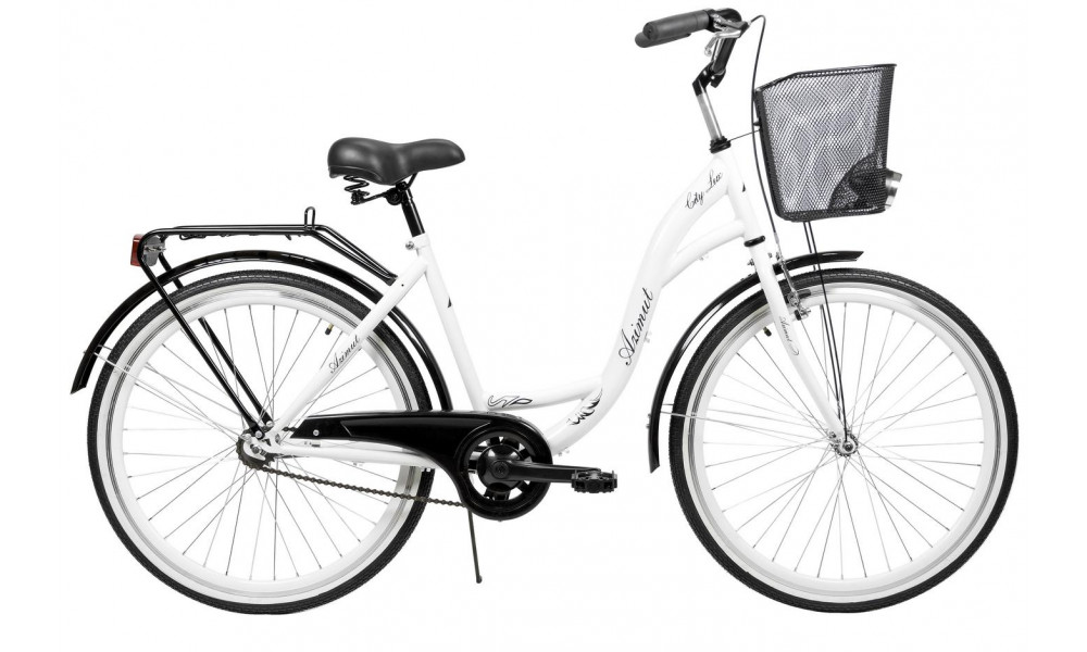 Velosipēds AZIMUT City Lux 26" 2025 with basket white-black - 1