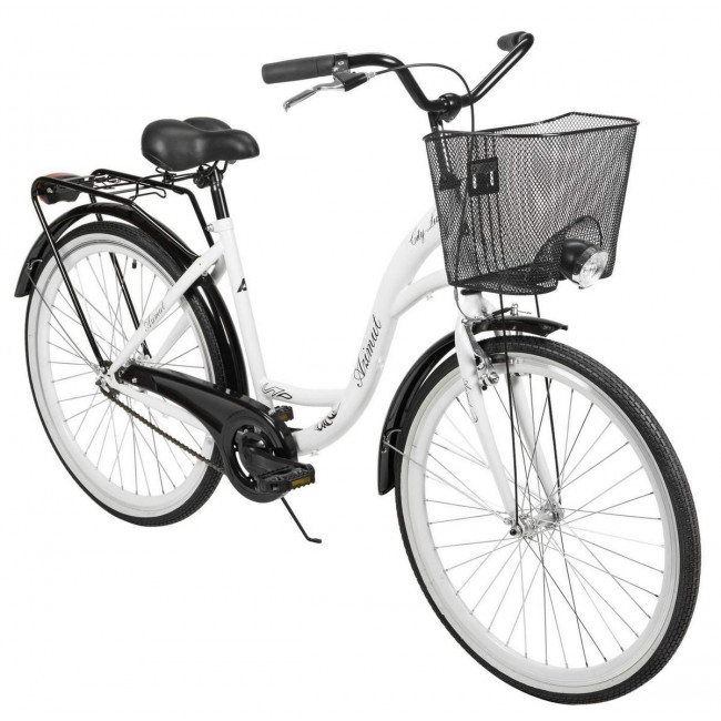 Velosipēds AZIMUT City Lux 26" 2025 with basket white-black