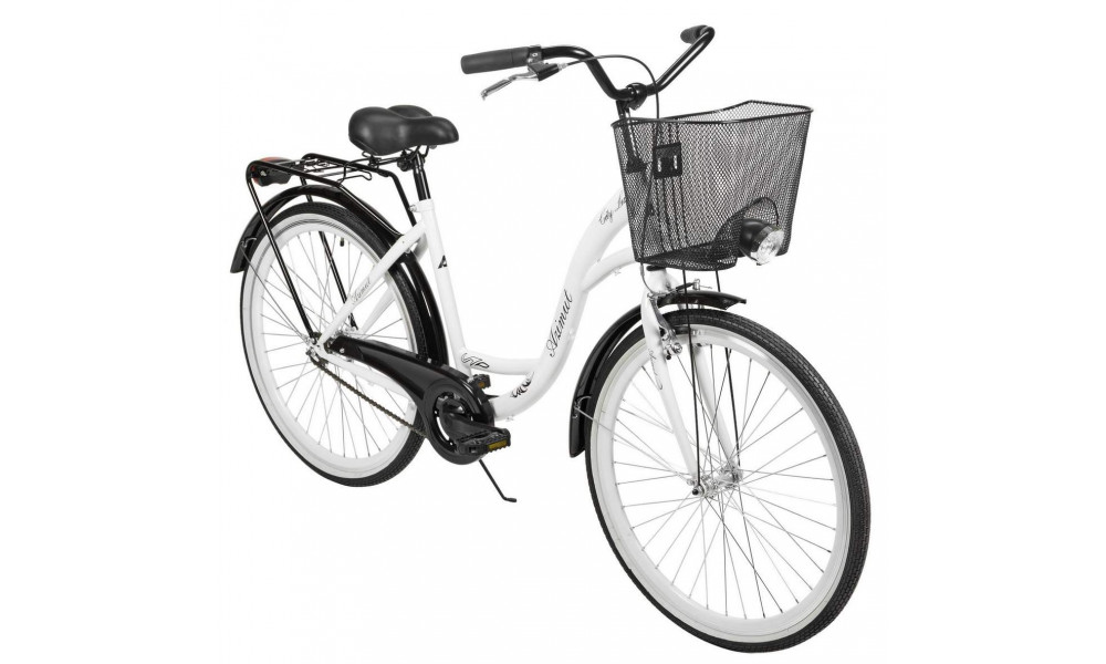 Velosipēds AZIMUT City Lux 26" 2025 with basket white-black - 7