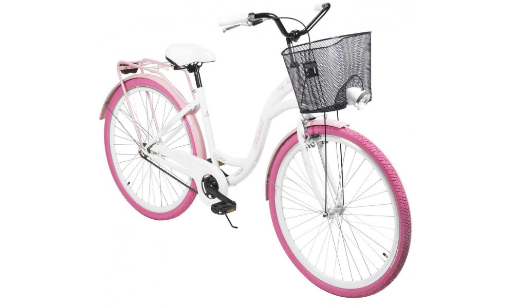 Velosipēds AZIMUT City Lux 28" 2025 with basket white-pink - 8