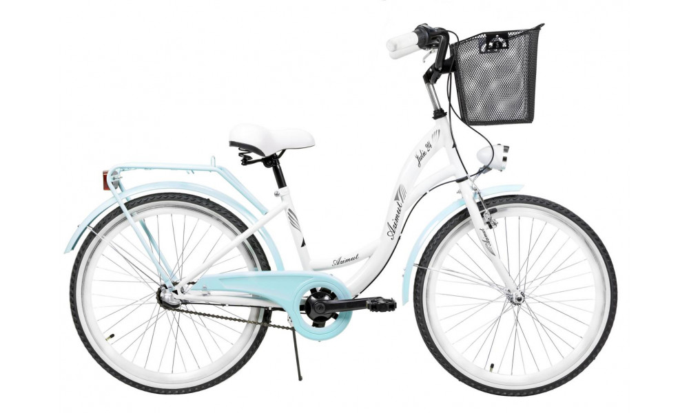 Velosipēds AZIMUT Julie 24" 3-speed 2023 with basket white-turquoise - 1