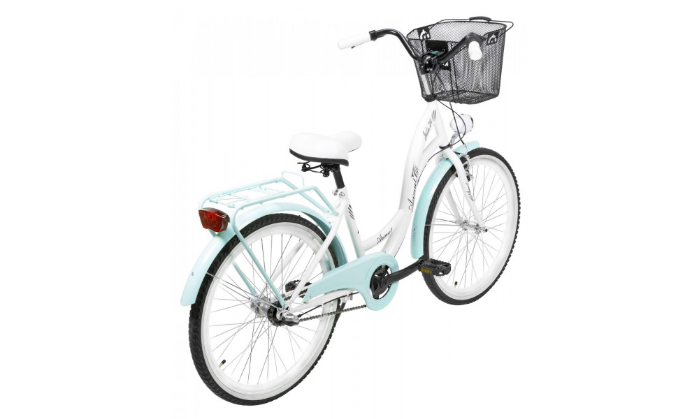 Velosipēds AZIMUT Julie 24" 3-speed 2023 with basket white-turquoise - 2