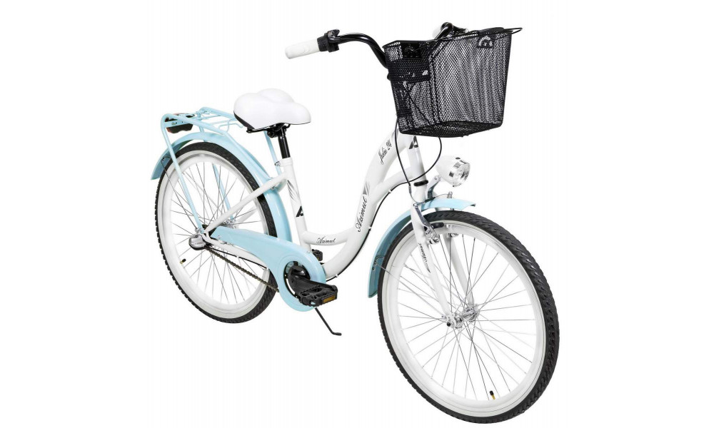 Velosipēds AZIMUT Julie 24" 3-speed 2023 with basket white-turquoise - 5