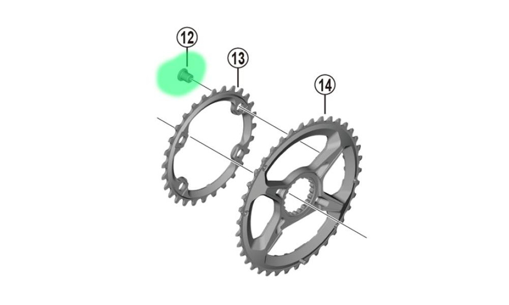 Priekšējā ķēdes rata stiprināšanas skrūve Shimano XT FC-M8000-1 M8x11.4 (4 gab.) - 2 Priekšējā ķēdes rata stiprināšanas skrūve Shimano XT FC-M8000-1 M8x11.4 (4 gab.) - 2