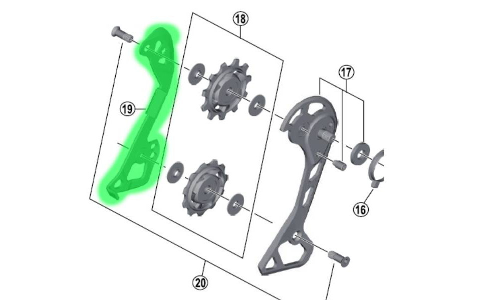 Aizmugurējā pārslēdzēja ārējā daļa Shimano XT RD-M8000 GS 