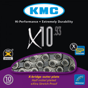 Ķēde KMC X10 Silver/Black 10-speed 114-links