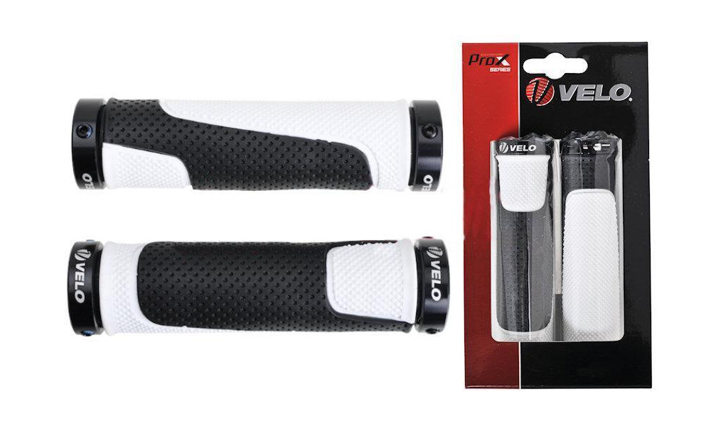 Stūres rokturi Velo ProX VLG-776AD3 129mm GEL Lock-on black-white 